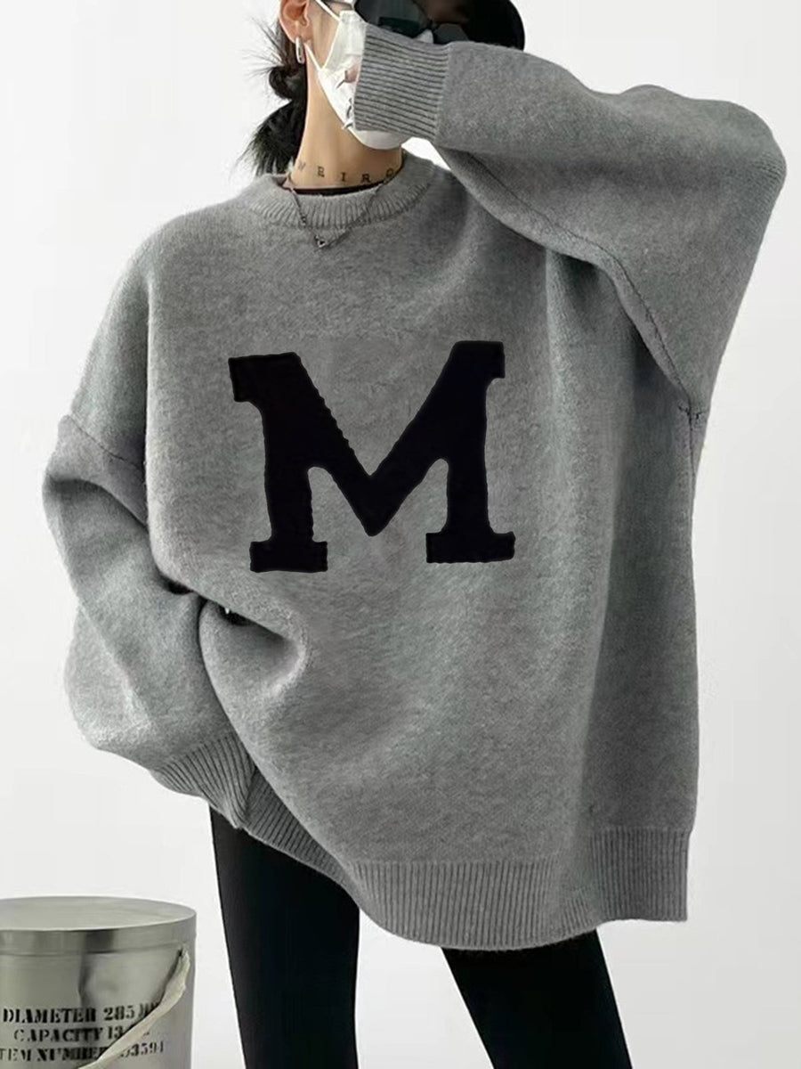 Letter Printed Loose Sweater