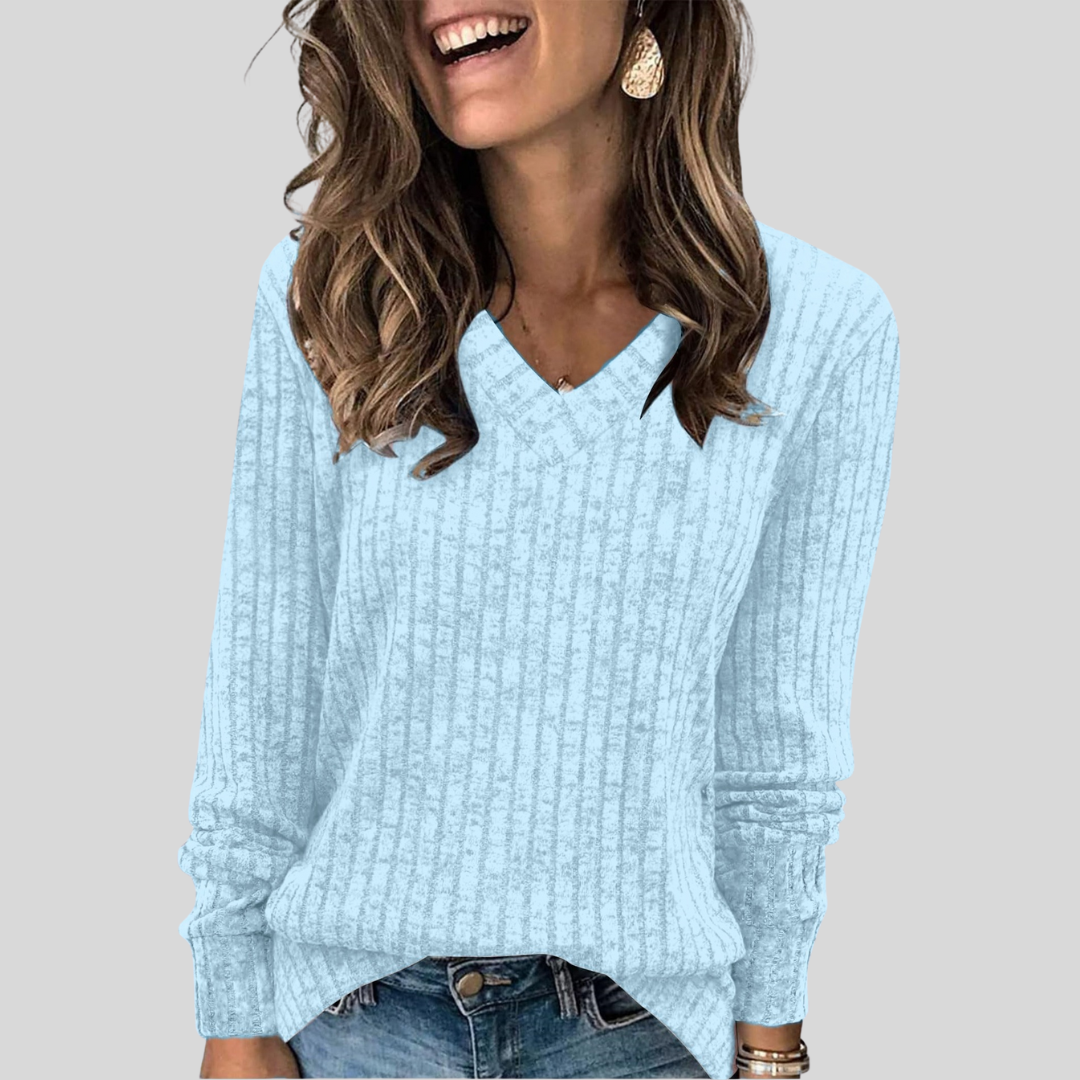 DERI | Comfy V-Neck Long Sleeve Top
