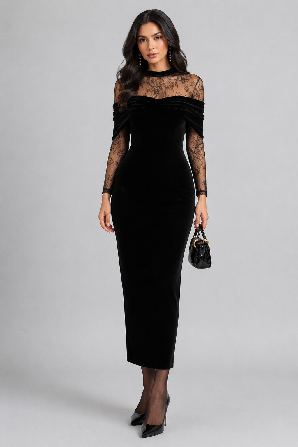 Elle | Off-Shoulder Lace Midi Dress