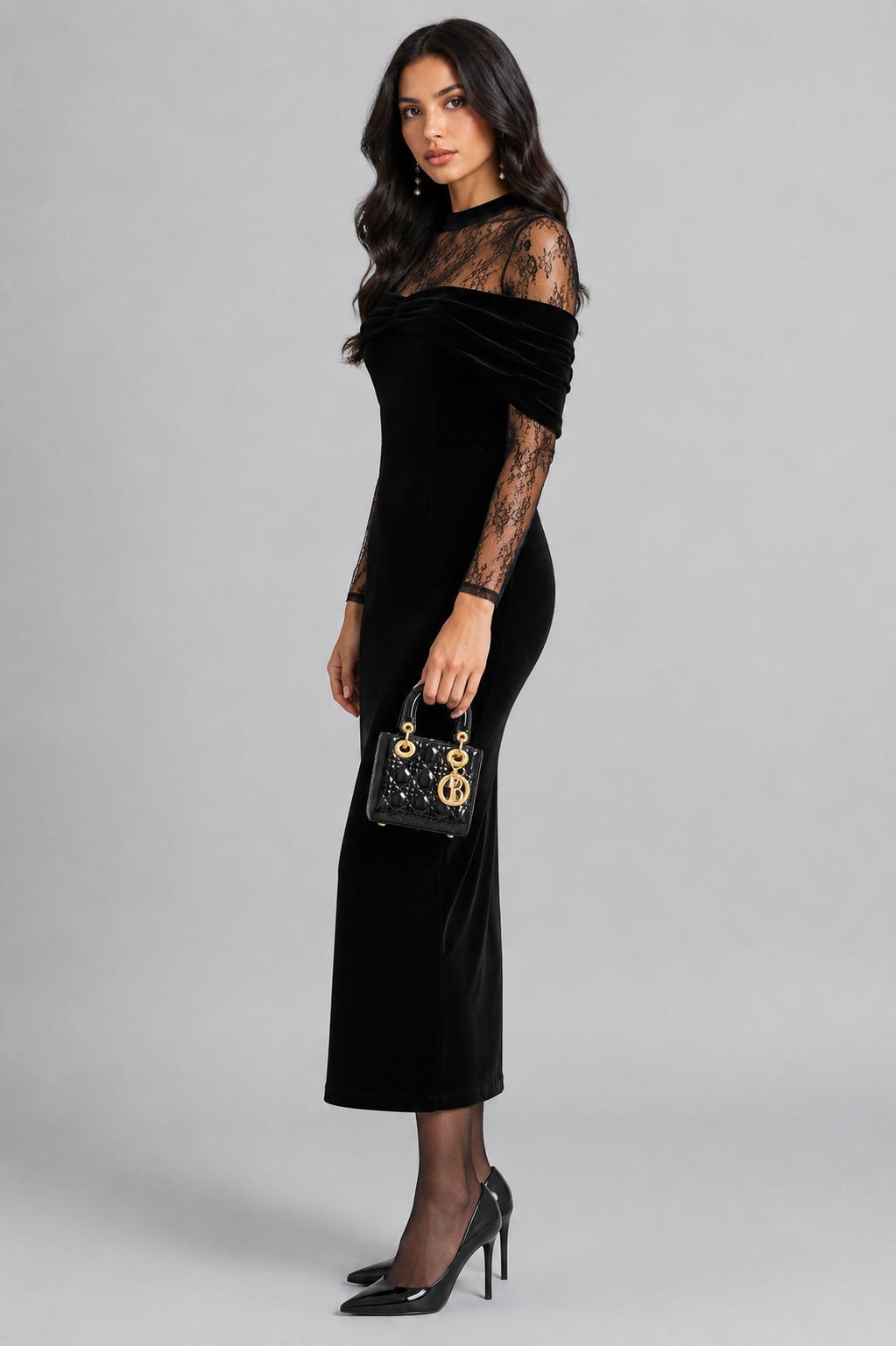 Elle | Off-Shoulder Lace Midi Dress