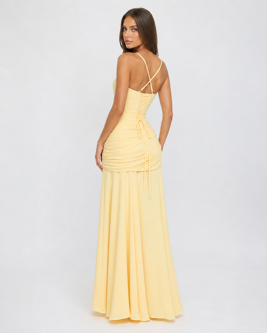 Enie | Ruched Square-Neck Maxi Dress