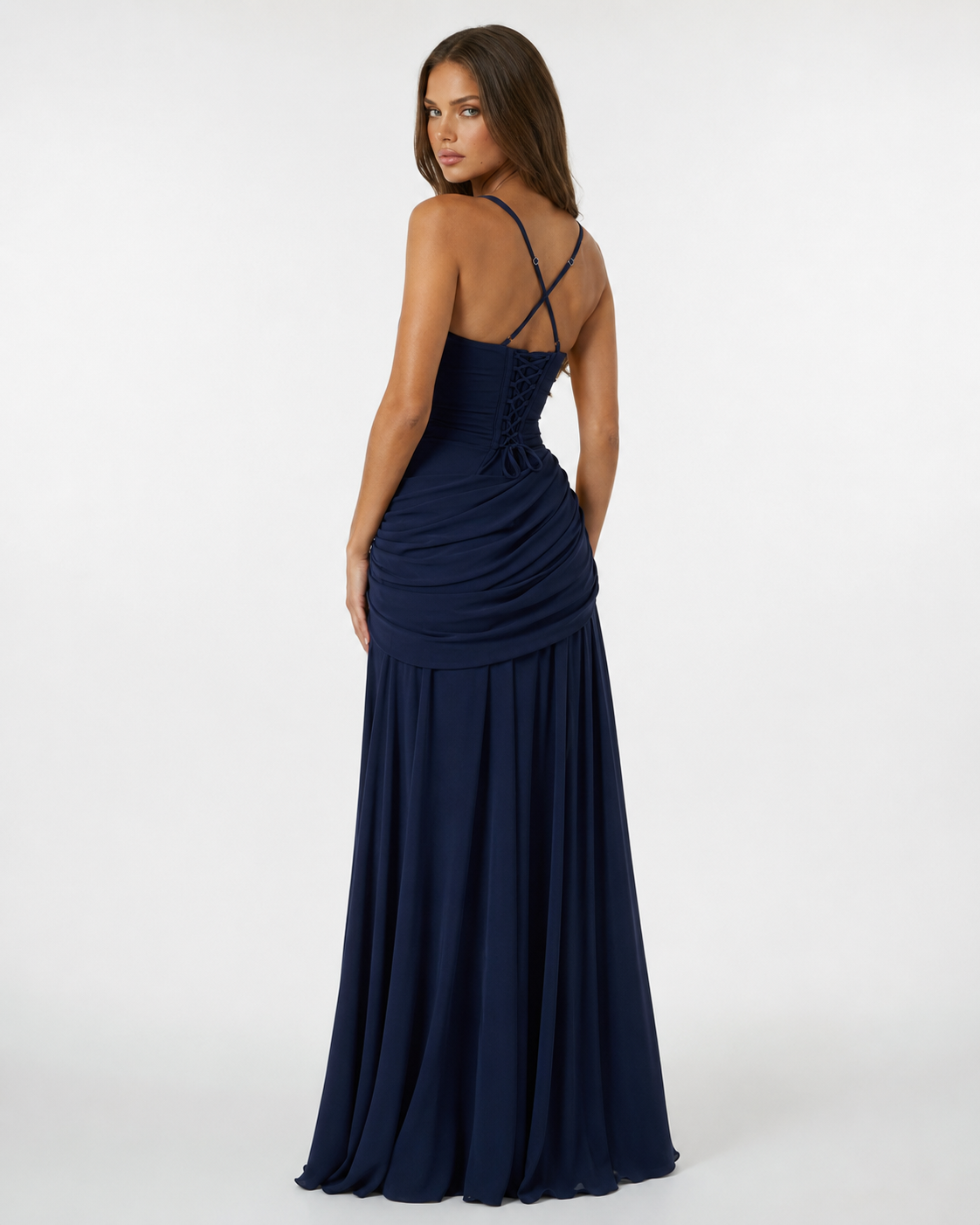 Enie | Ruched Square-Neck Maxi Dress