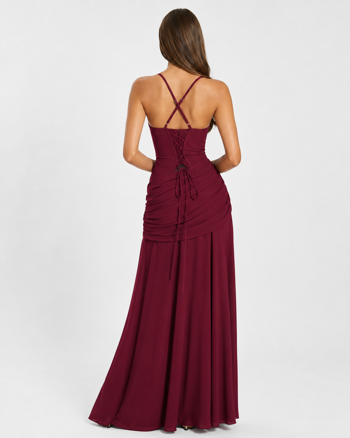 Enie | Ruched Square-Neck Maxi Dress