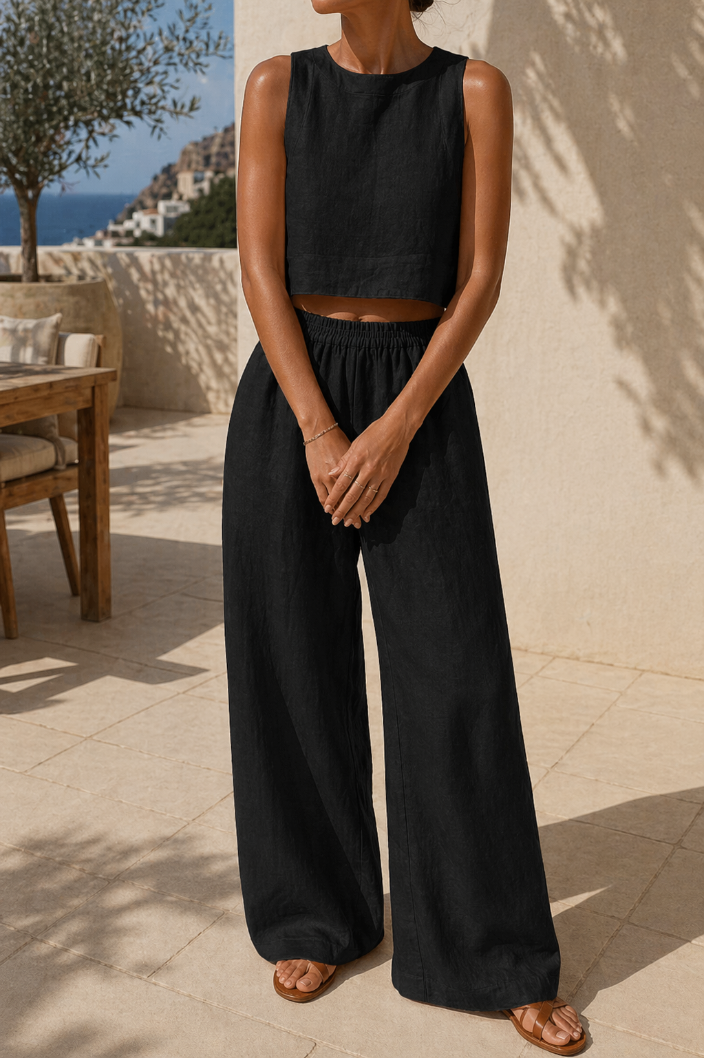 Harper | Women’s 2 Piece Sleeveless Top and Wide Leg Trousers Set