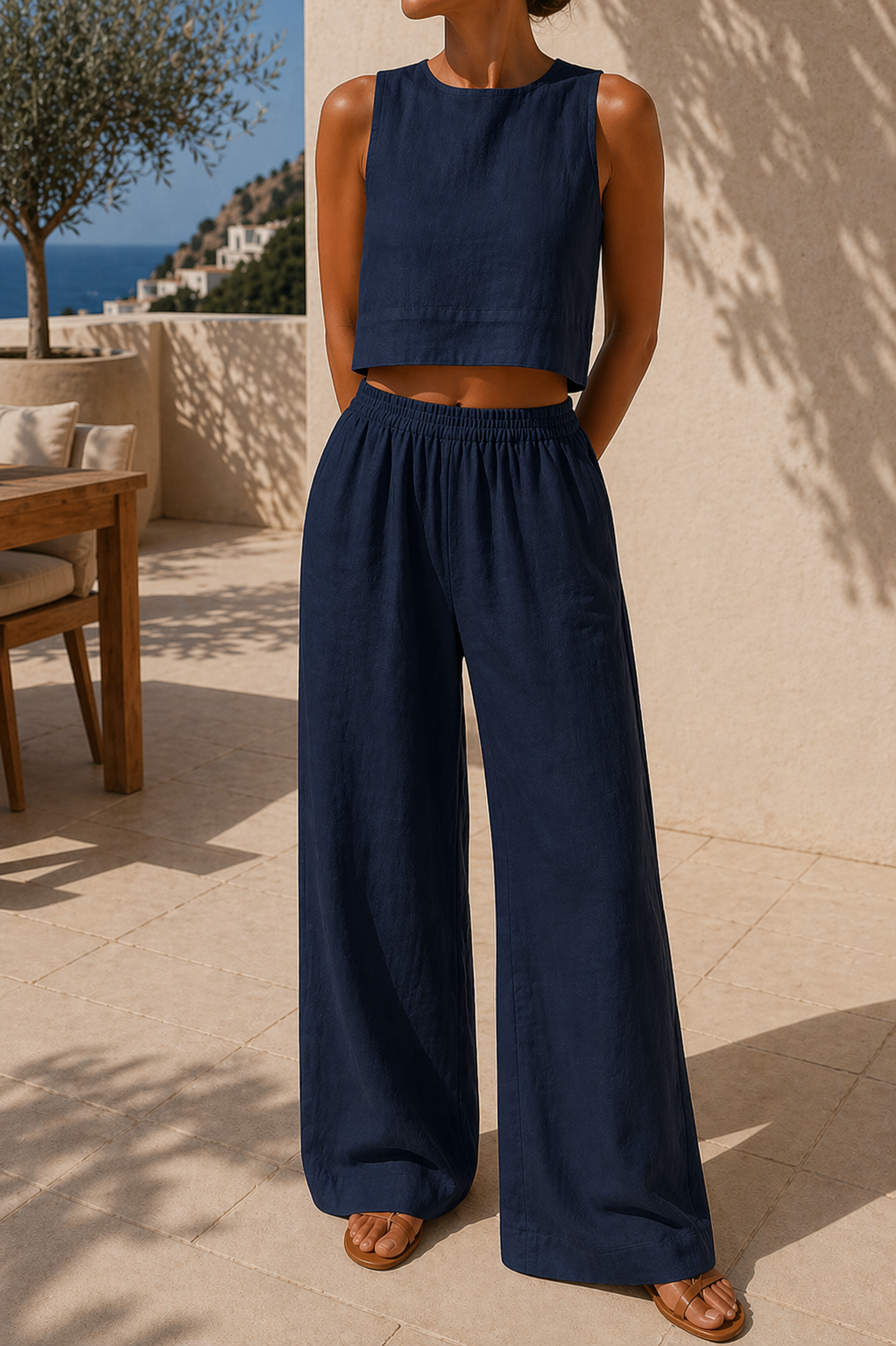 Harper | Women’s 2 Piece Sleeveless Top and Wide Leg Trousers Set