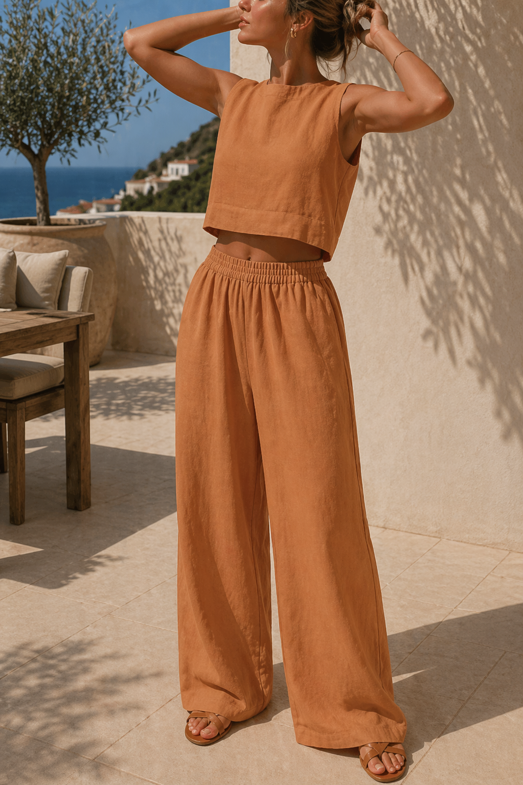 Harper | Women’s 2 Piece Sleeveless Top and Wide Leg Trousers Set