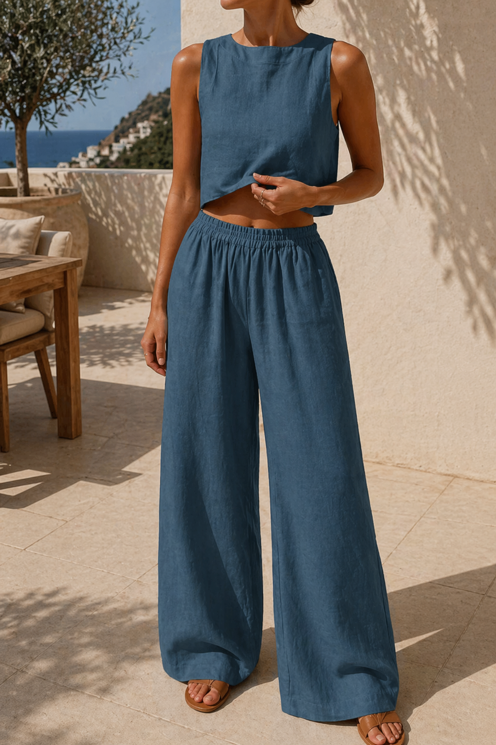 Harper | Women’s 2 Piece Sleeveless Top and Wide Leg Trousers Set