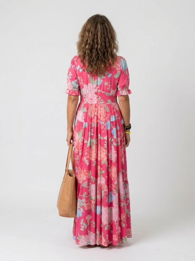 Ione | V-neck floral midi dress