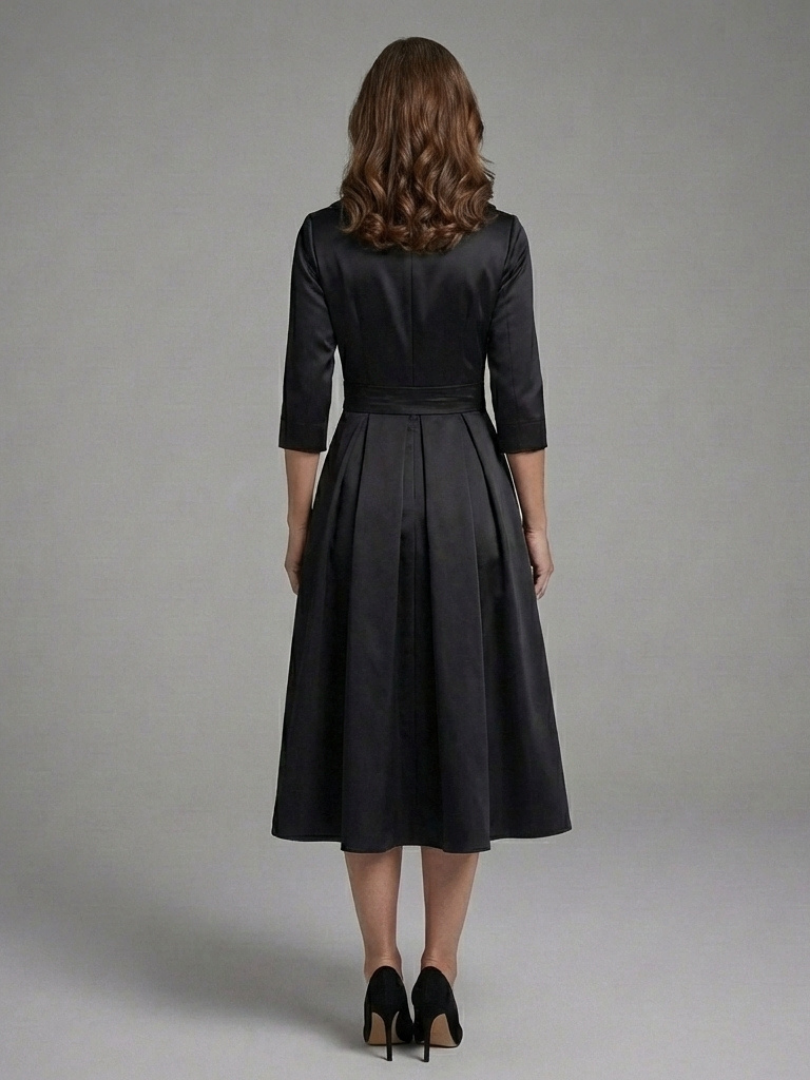 Genevieve | Midi Dress with Wrap Bodice and Three-Quarter Sleeves