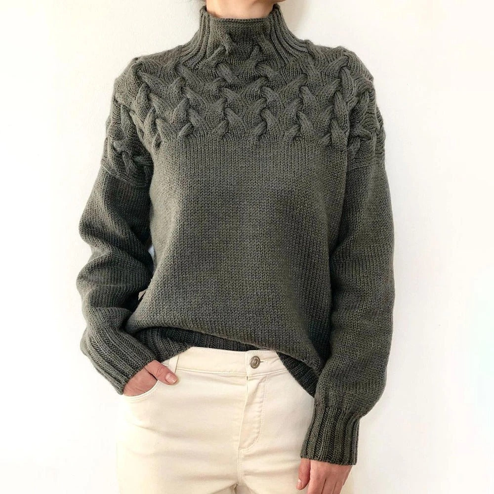 Elena Warm Knitted Turtleneck Sweater for Women