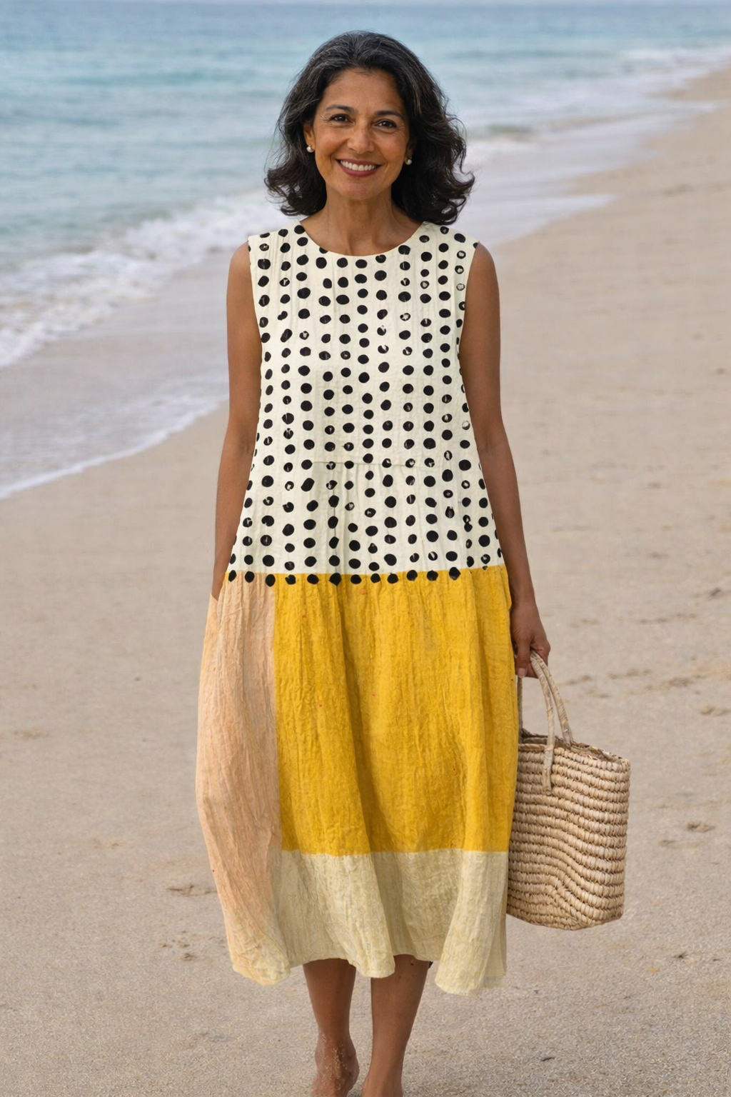 Sunny | Midi Dress with Tiered Skirt and Sleeveless Design