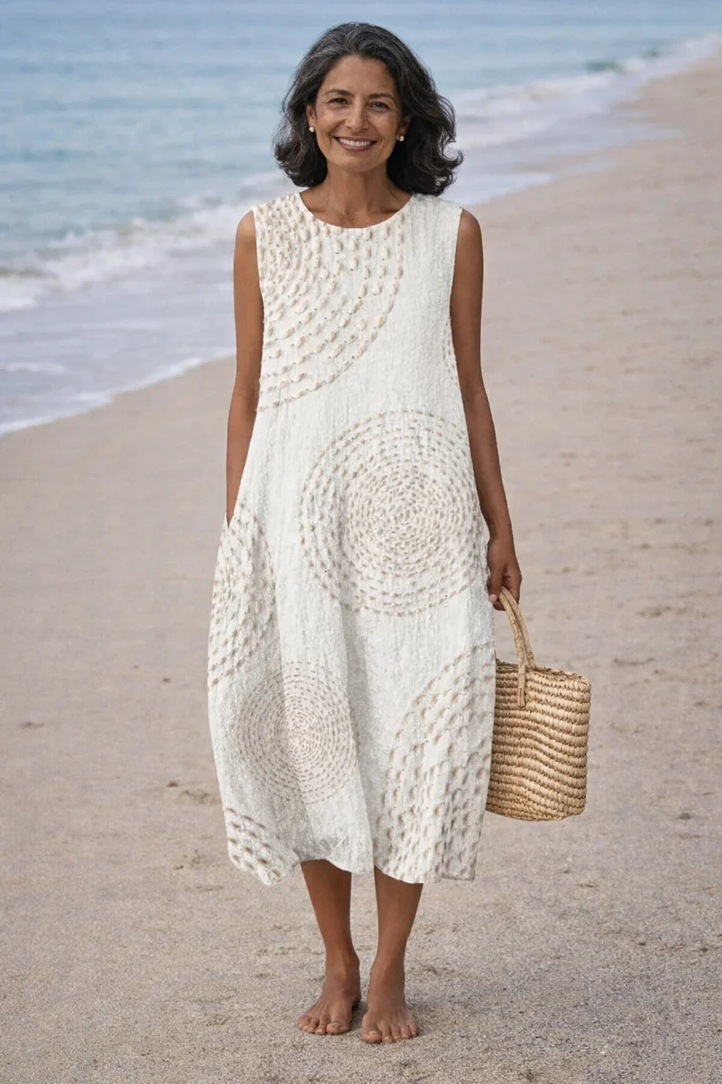 Sunny | Midi Dress with Tiered Skirt and Sleeveless Design