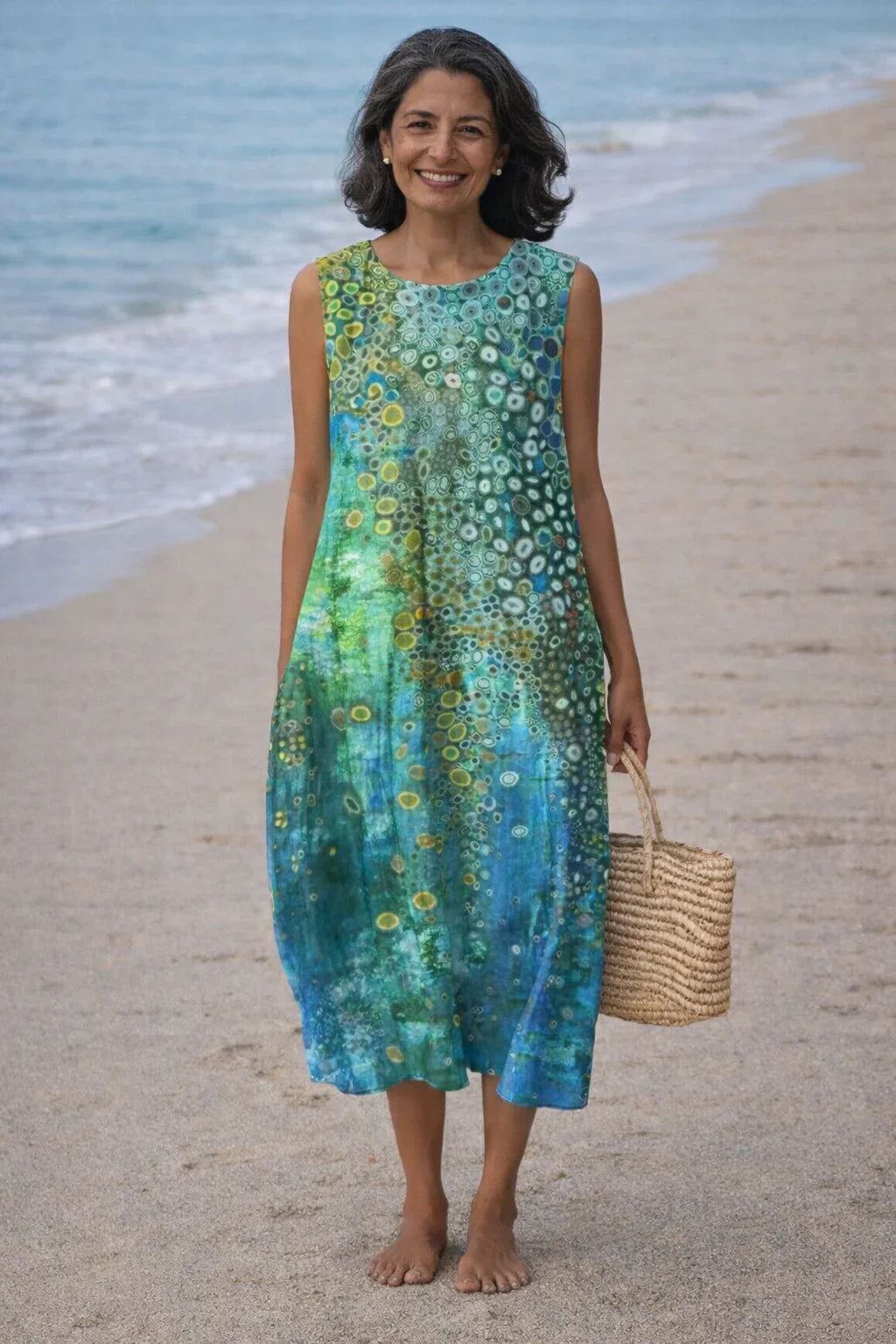 Sunny | Midi Dress with Tiered Skirt and Sleeveless Design