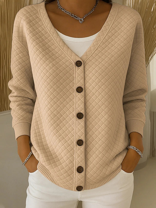 Laverne | Quilted Button-Front Cardigan