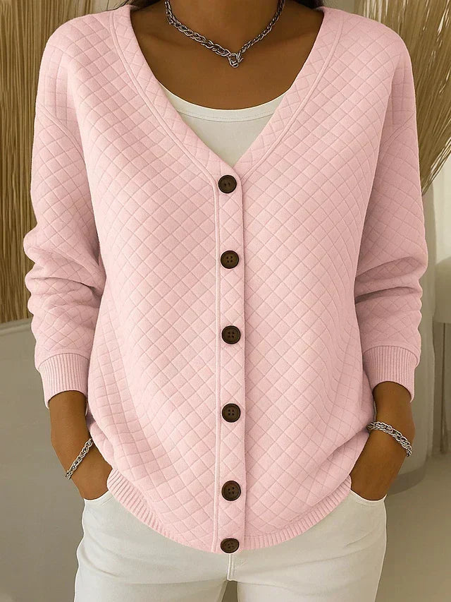 Laverne | Quilted Button-Front Cardigan