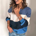 Striped Knit Sweater Women Long Sleeve Casual
