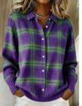 Melania | Soft Hoodie Blouse with Check Pattern