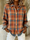 Brooke | Checked Blouse Made from Warm, Soft Hoodie Material