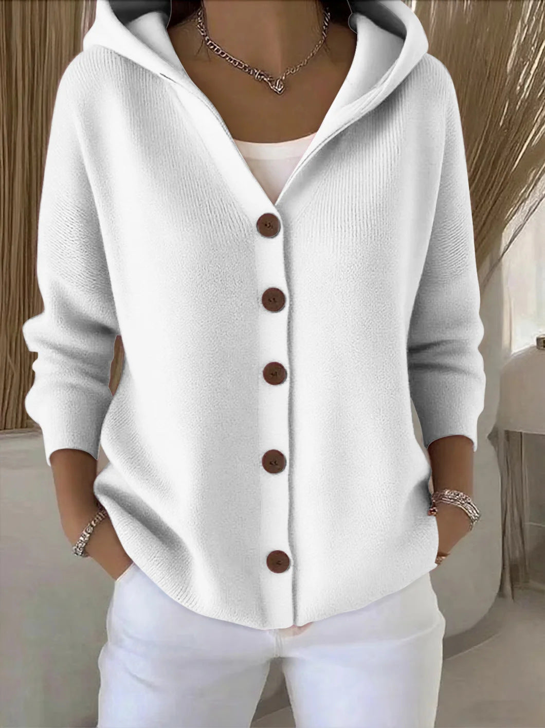 Darienne | Hooded Button-Up Knit Cardigan