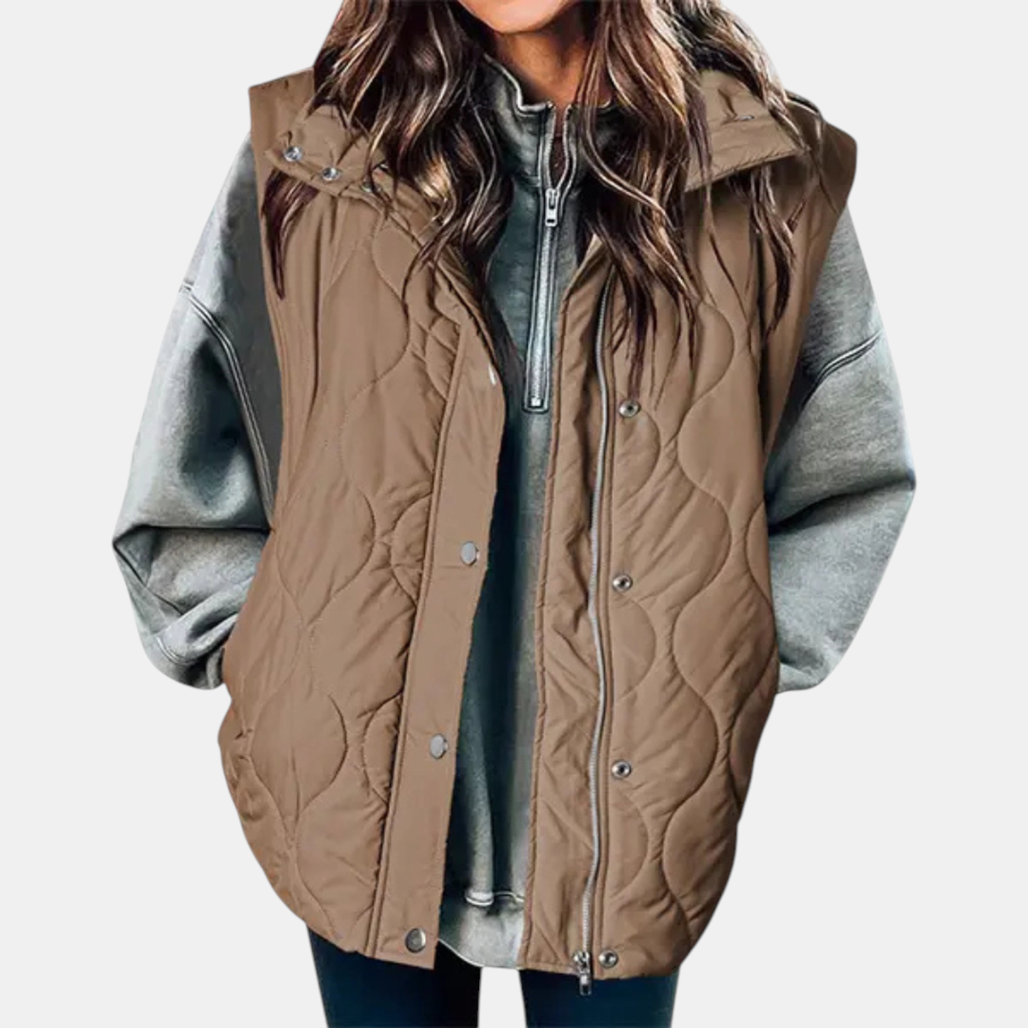 Women's Puffer Vest Quilted Zip Up Snap Button Sleeveless Coat
