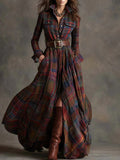 Beatriz | Long Checked Dress with Belt