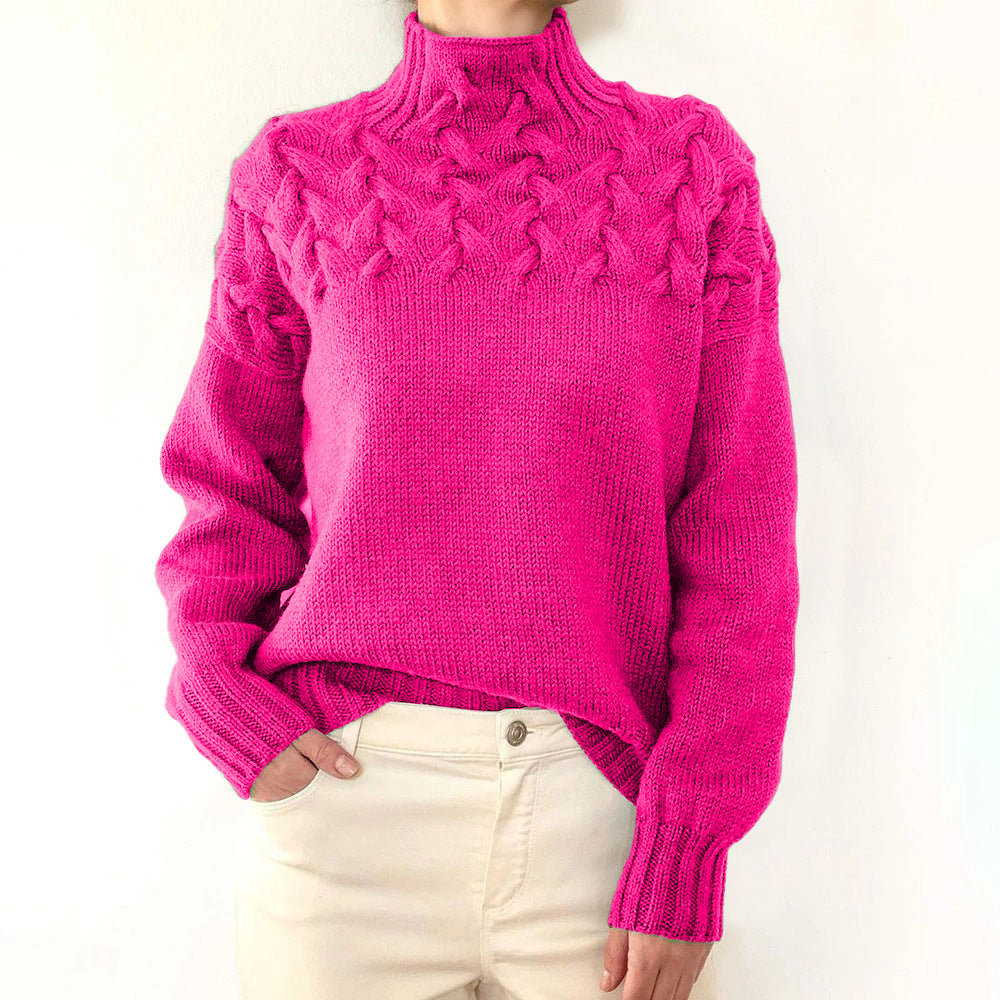 Elena Warm Knitted Turtleneck Sweater for Women