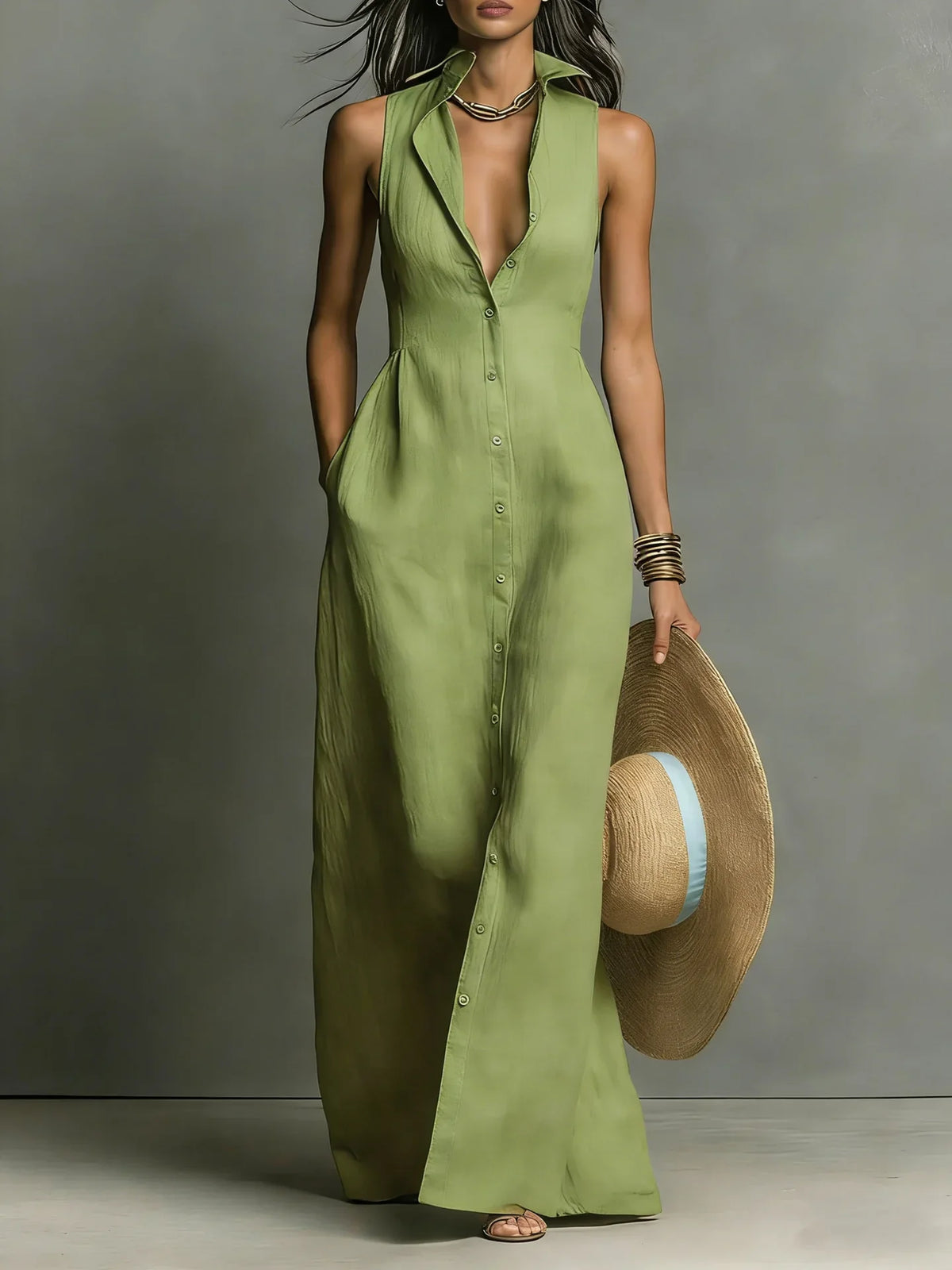 Valeria Elegant Lapel Shirt Dress