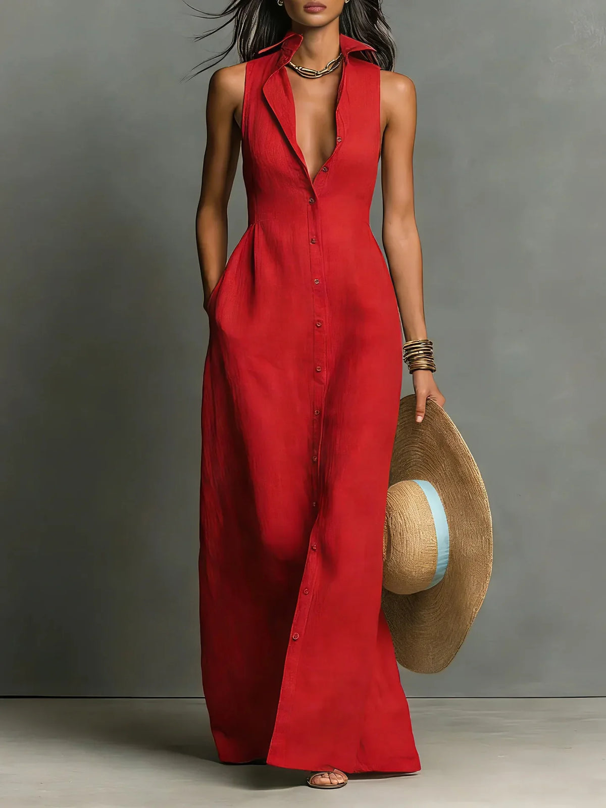 Valeria Elegant Lapel Shirt Dress