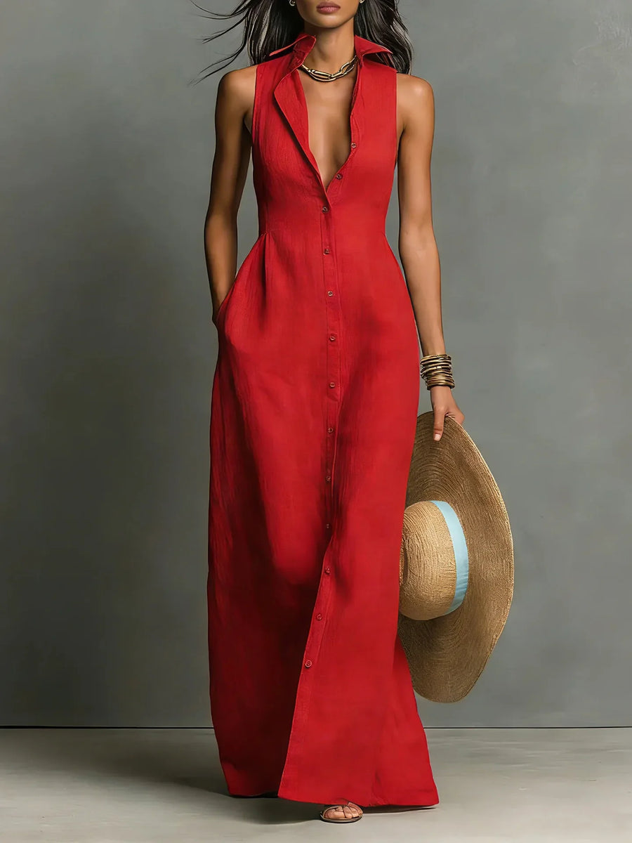 Valeria Elegant Lapel Shirt Dress