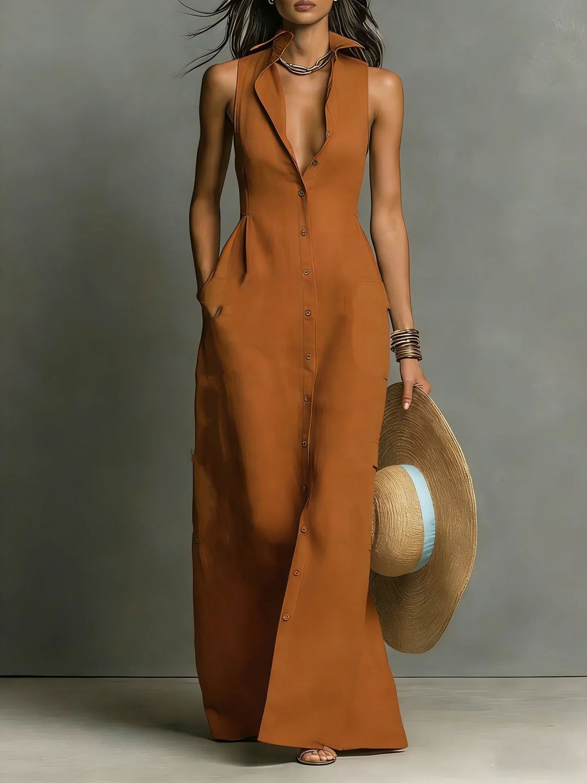 Valeria Elegant Lapel Shirt Dress