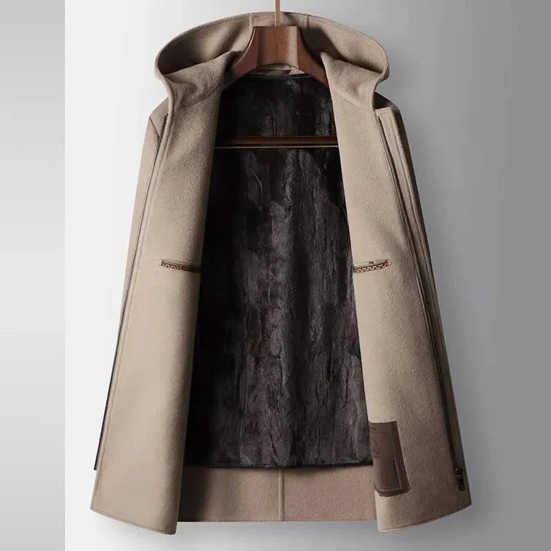 100% WOOLEN HOODED COAT