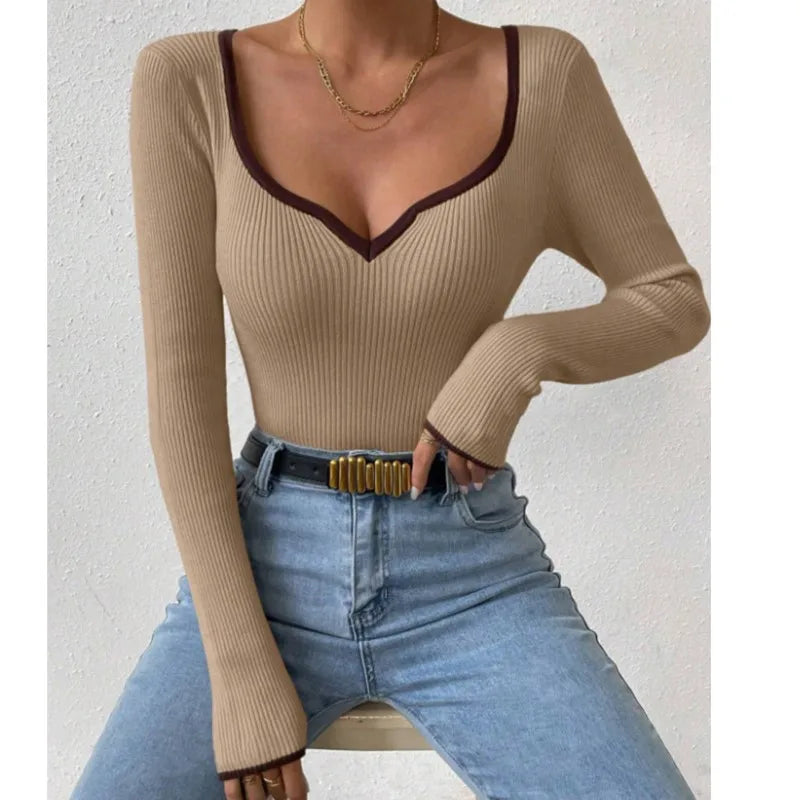 Zenovia Ribbed V-Neck Knit
