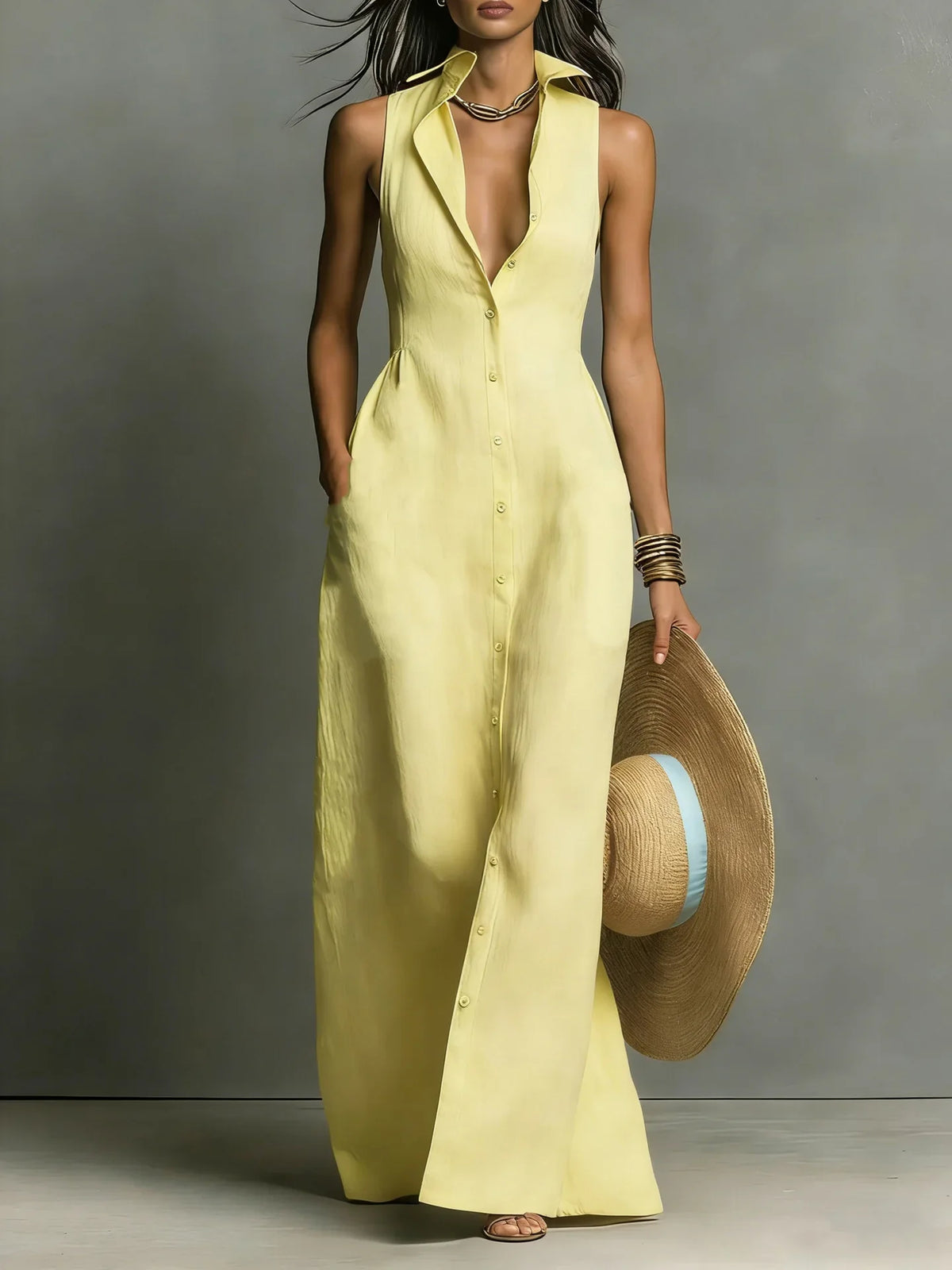Valeria Elegant Lapel Shirt Dress