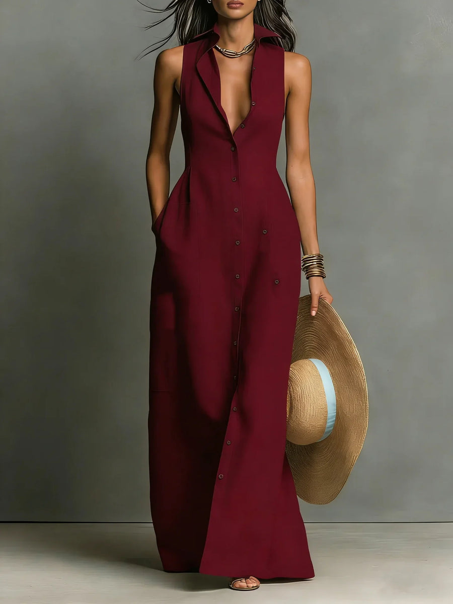 Valeria Elegant Lapel Shirt Dress