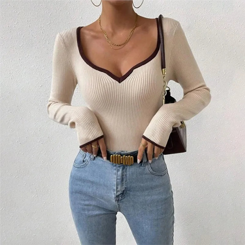 Zenovia Ribbed V-Neck Knit