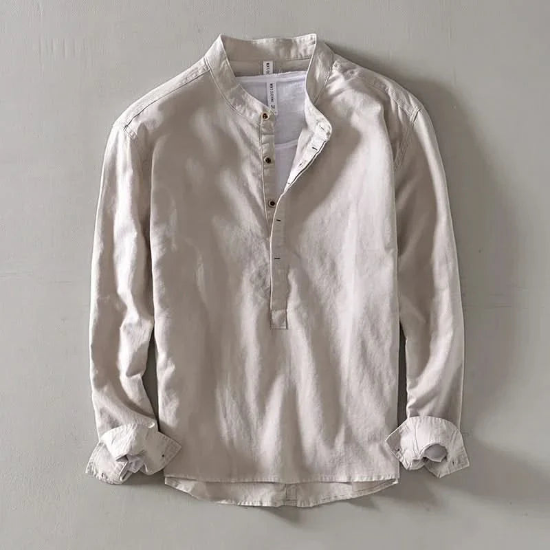 CALLUM LINEN MANDARIN SHIRT