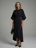 Sirenetta | Asymmetrical Midi Dress with Coat Sleeve and Defined Waist