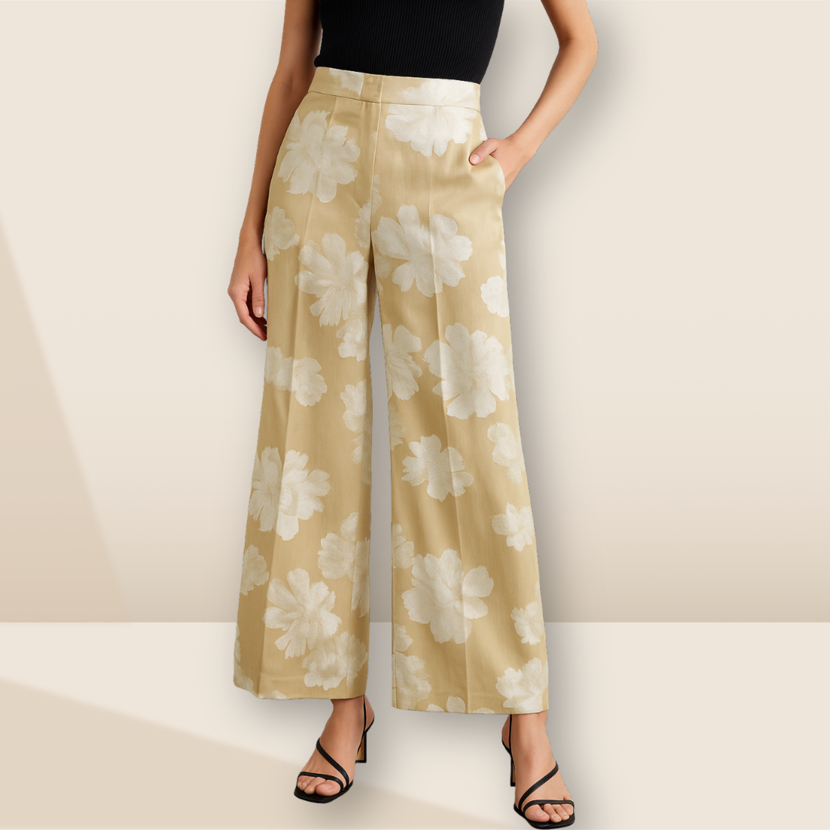 Floral Jacquard Straight Pants