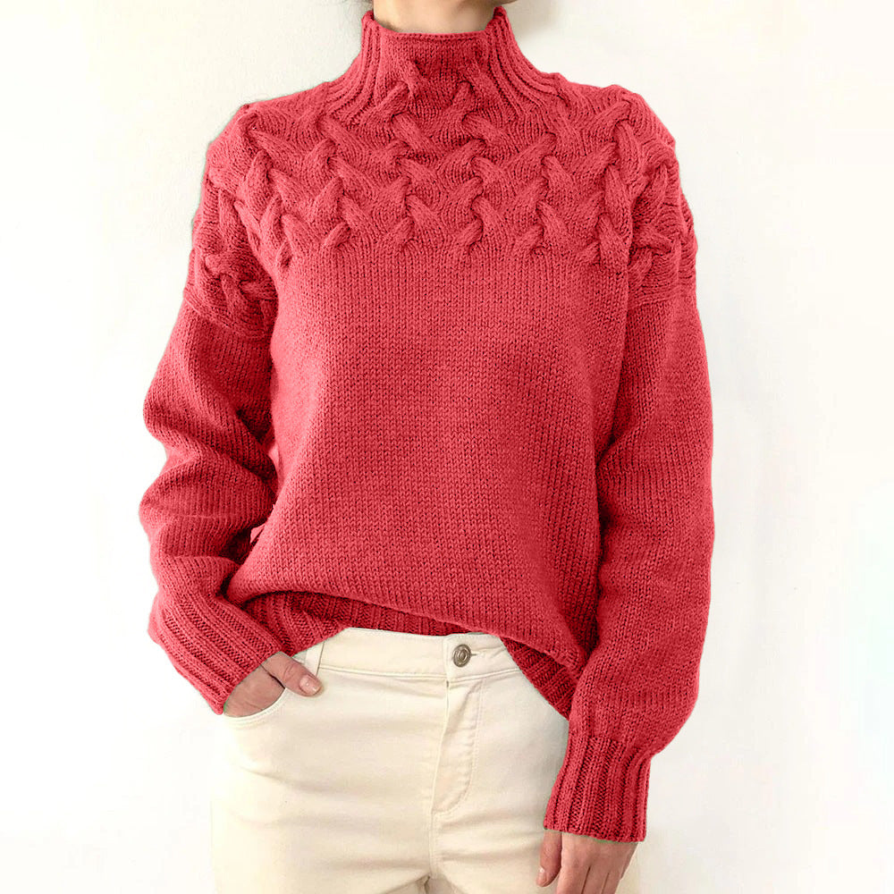 Elena Warm Knitted Turtleneck Sweater for Women