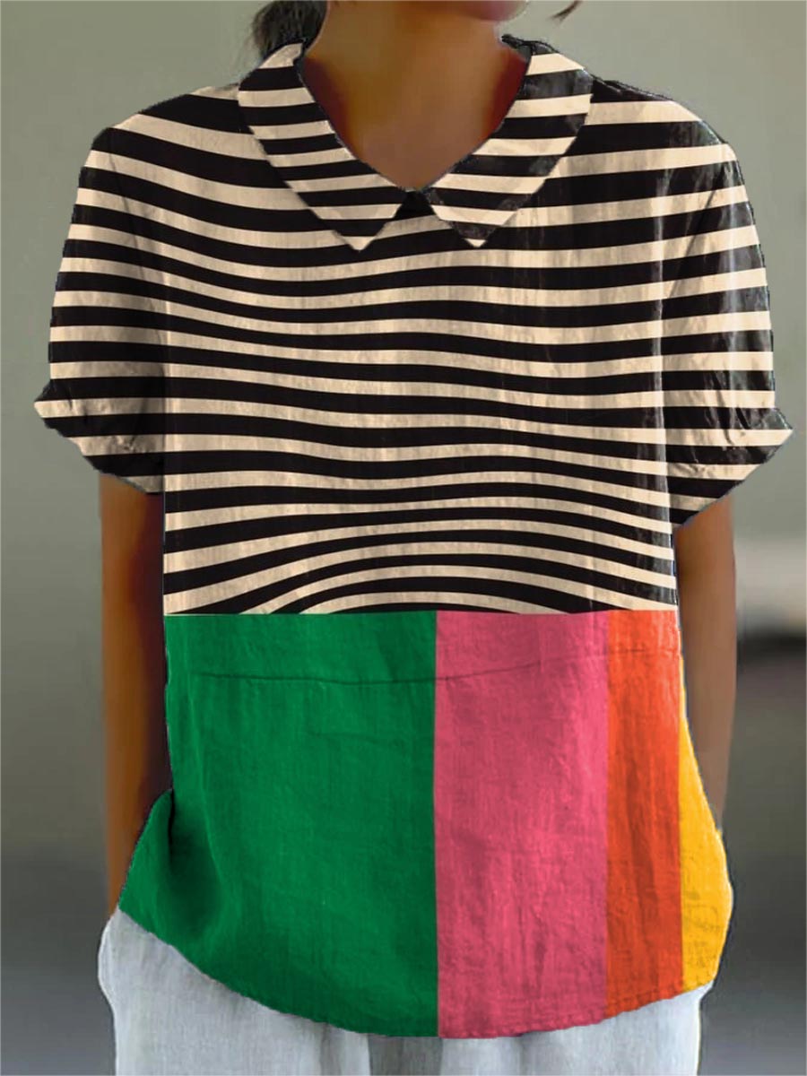 Eva™ | Striped and Color Block Shirt