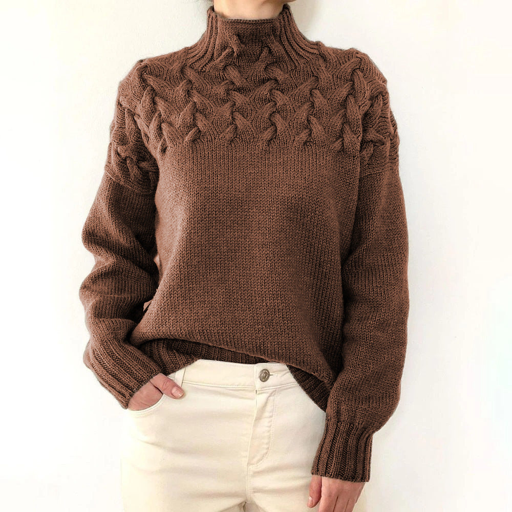 Elena Warm Knitted Turtleneck Sweater for Women