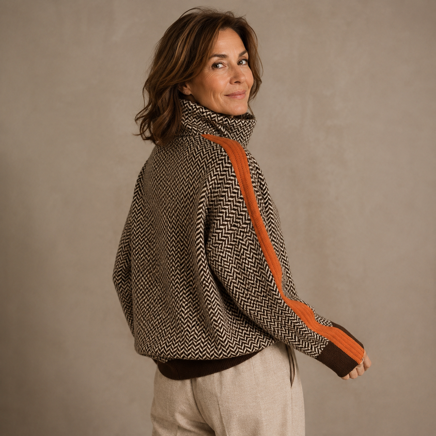 Eleanor Haringbone Luxe Turtleneck for Women