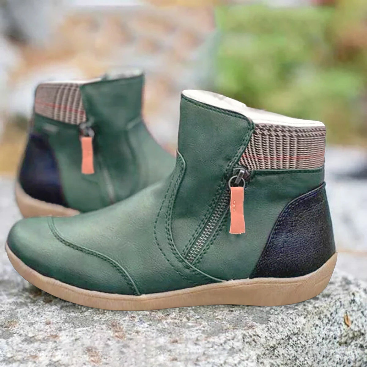 Grace | Side-Zip Flat Ankle Boots