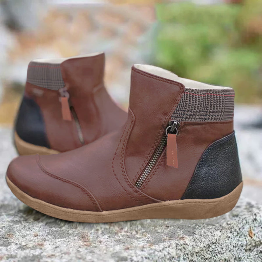 Grace | Side-Zip Flat Ankle Boots