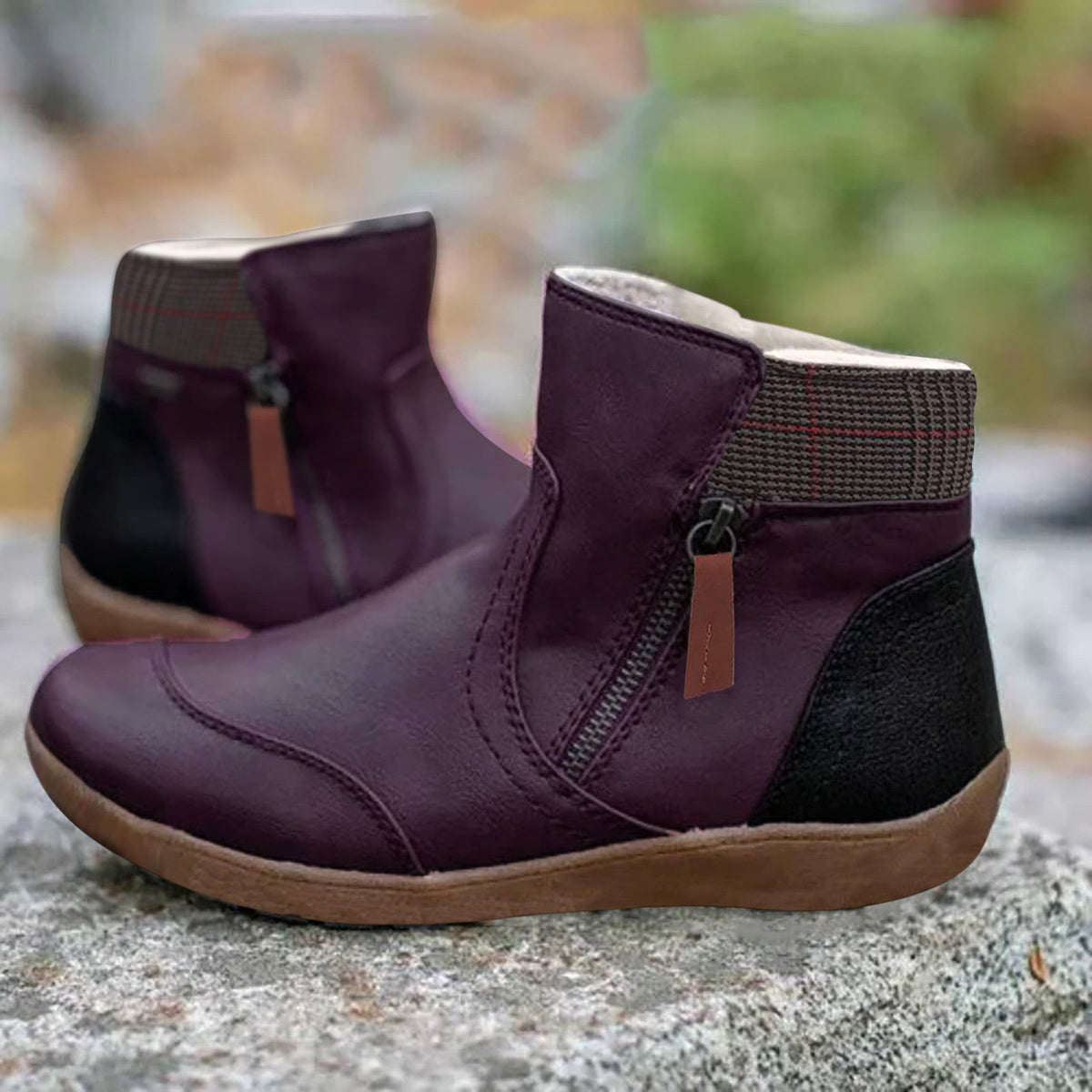 Grace | Side-Zip Flat Ankle Boots