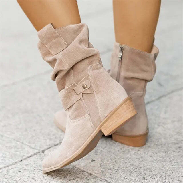 Women's Suede Style Ankle Slouch Boots