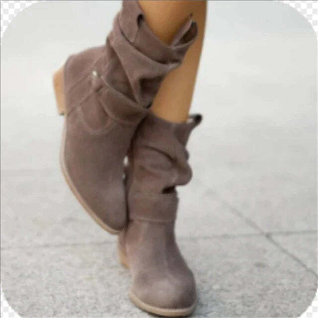 Women's Suede Style Ankle Slouch Boots