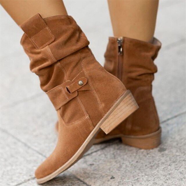 Women's Suede Style Ankle Slouch Boots