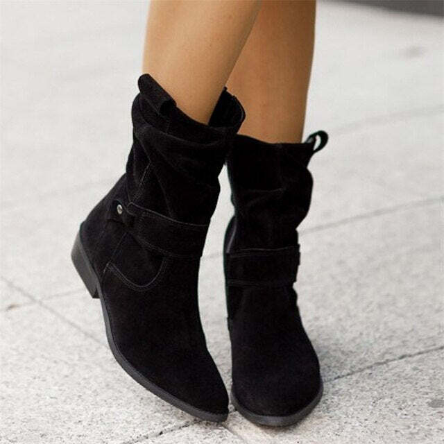 Women's Suede Style Ankle Slouch Boots