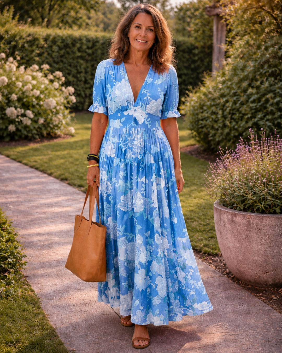 Ione | V-neck floral midi dress